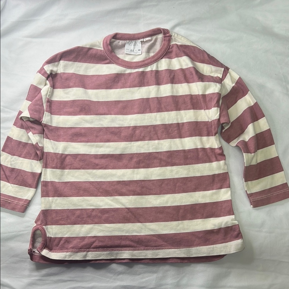 Zara(2-3yrs) stripped Pink and White Kids Shirt